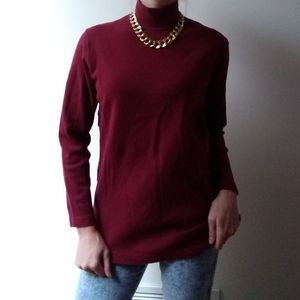 Vintage 80's Burgandy Long Sleeved Turtleneck